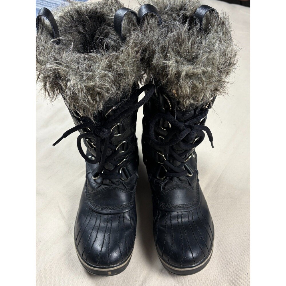 Sorel Tofino II Winter Boots Womens 9 Black Waterproof Faux Fur Snow Boots